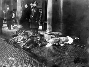 Police Officer with Triangle Fire victims
